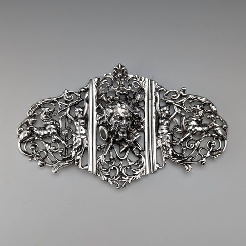 1898年 英國古董 純銀製 護士腰帶扣 118g Charles Edwards